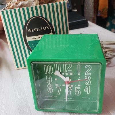 Vintage green Westclox alarm clock with box!