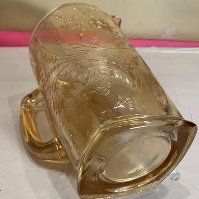Vintage Carnival Glass Jeanette Louisa Floragold Pitcher