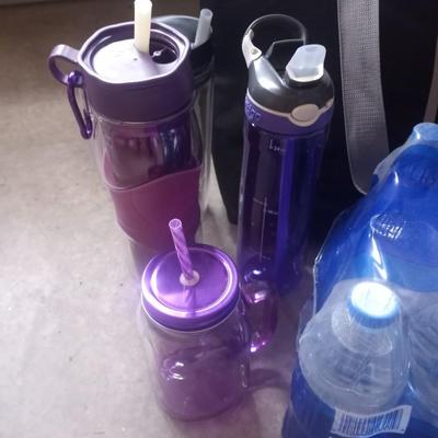 SOFT SIDED COOLERS-WATER BOTTLES-LARGE BEACH TOWELS AND BOTTLED WATER