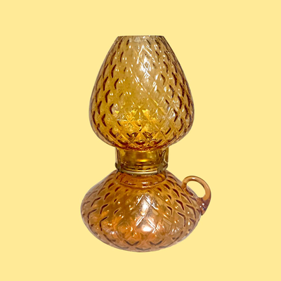 Vintage Fenton Diamond Optic Finger Oil Lamp