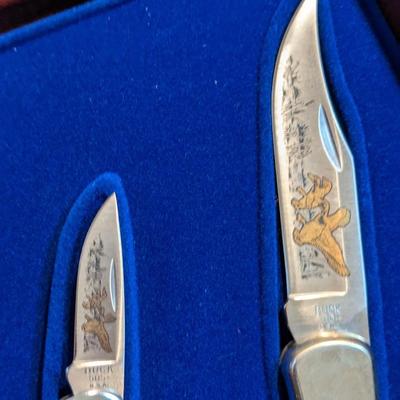Buck Knives USA 110 & 505 Ducks Unlimited 2 Knife Set New In Original Box