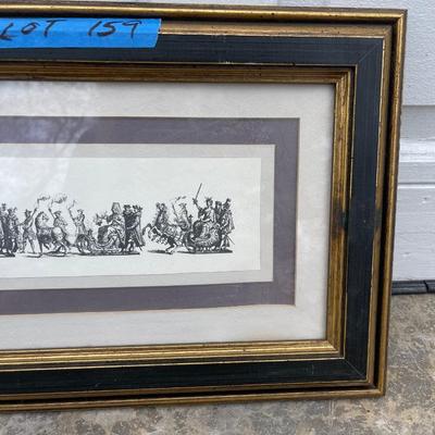 Lot 159 - Horsemen and sleighs procession framed