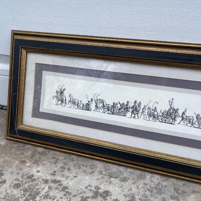 Lot 159 - Horsemen and sleighs procession framed