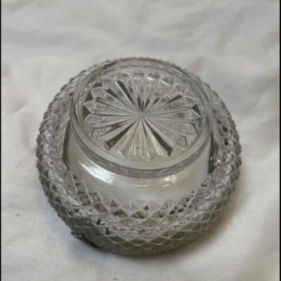 Diamond Point  Crystal Bowl with Silver Plated Rim. 3 Silver Designs. 4-1/2â€