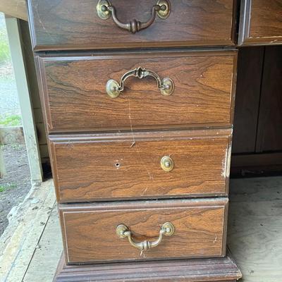 Lot 170 - 2 Wood Desks( 1920-40's desk and mid century desk)