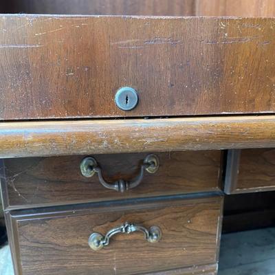 Lot 170 - 2 Wood Desks( 1920-40's desk and mid century desk)