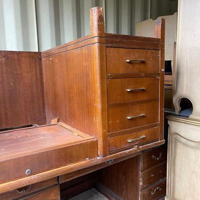 Lot 170 - 2 Wood Desks( 1920-40's desk and mid century desk)
