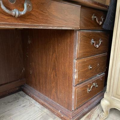 Lot 170 - 2 Wood Desks( 1920-40's desk and mid century desk)