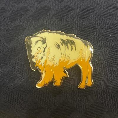 Gold tone enamel bison