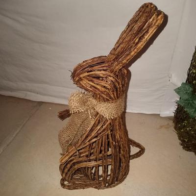 WICKER EASTER BUNNIES AND WREATH