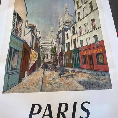 Paris Montmartre French National Railroad Poster on canvas back 1922