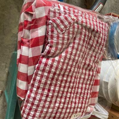 Red and White Checked Fabric / Tableclothes - Lot 25