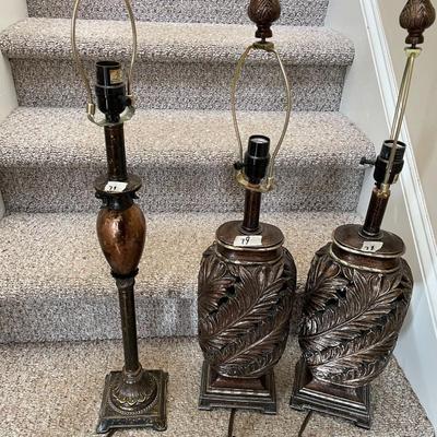 Three Lamps no shades - Lot 79