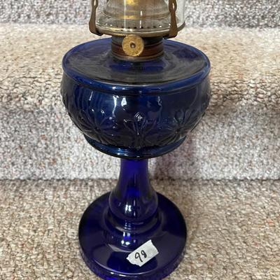 Vintage Cobalt Blue Oil Lamp - Lot 98