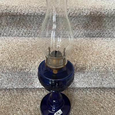 Vintage Cobalt Blue Oil Lamp - Lot 98