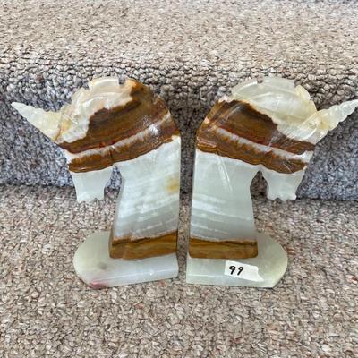 Pair of Unicorn Alabaster Marble Bookends - Lot 99