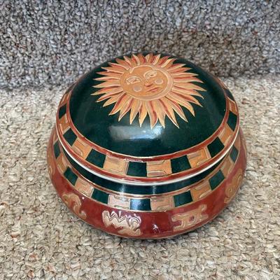 Oklahoma Importing Company Sun with Face Dish with Lid - Lot 100