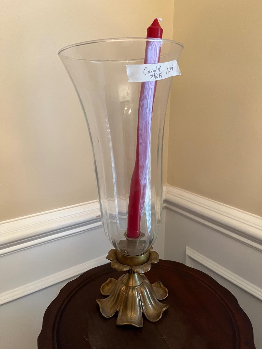 Brass Candlestick with Globe Lot 109