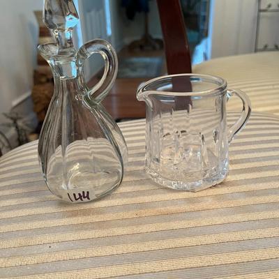 Glass Cruet with stopper and Glass Creamer - Lot 144