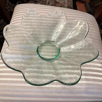 Scalloped Green Glass Bowl - Lot 151