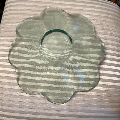 Scalloped Green Glass Bowl - Lot 151