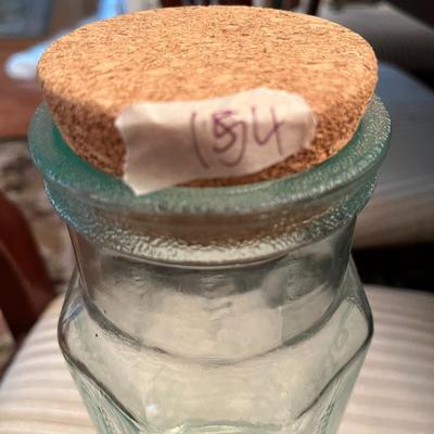 Green Glass Canister with Cork Lid - Lot 154