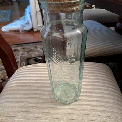 Green Glass Canister with Cork Lid - Lot 154