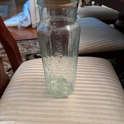 Green Glass Canister with Cork Lid - Lot 154