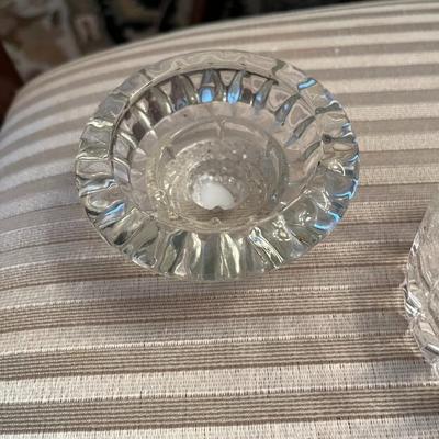 6 Pieces Glass including 2 Candlesticks, 1 bowl - Lot 157