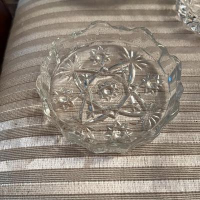 6 Pieces Glass including 2 Candlesticks, 1 bowl - Lot 157