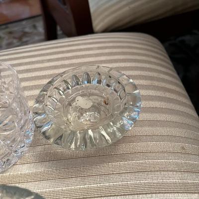 6 Pieces Glass including 2 Candlesticks, 1 bowl - Lot 157