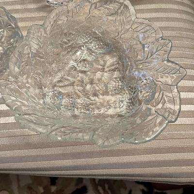 6 Pieces Glass including 2 Candlesticks, 1 bowl - Lot 157