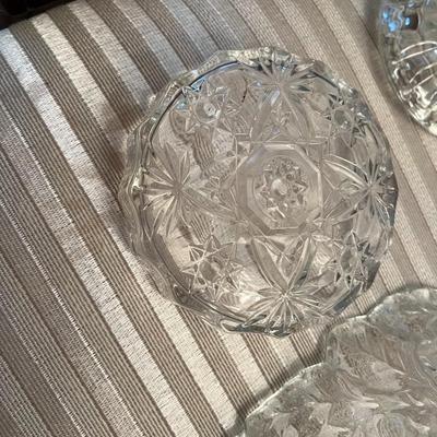 6 Pieces Glass including 2 Candlesticks, 1 bowl - Lot 157