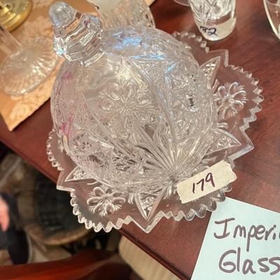 Marked Imperial Glass Butter Dish with Lid - Lot 179