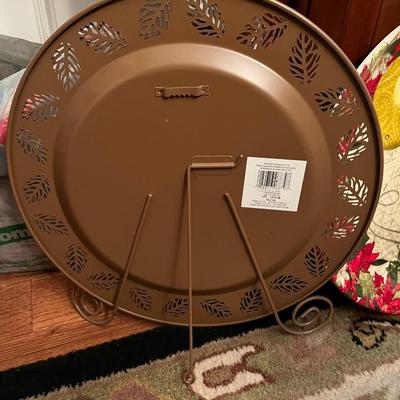 Fall Autumn Decorative Plate with Stand - Lot 232