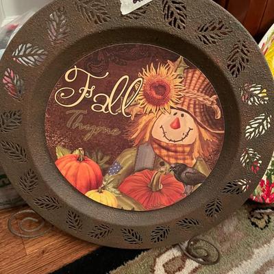 Fall Autumn Decorative Plate with Stand - Lot 232