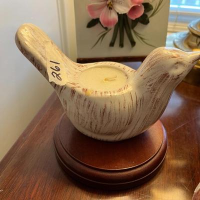 Ceramic Bird Candle with Wood Stand - Lot 261