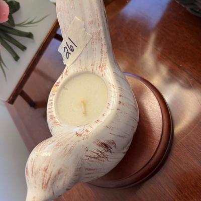 Ceramic Bird Candle with Wood Stand - Lot 261