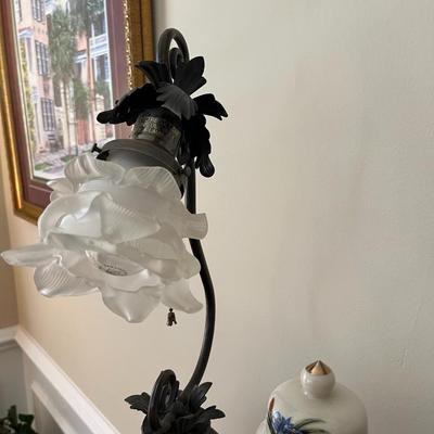 Glass Tulip Lamp with Metal Base - Lot 303