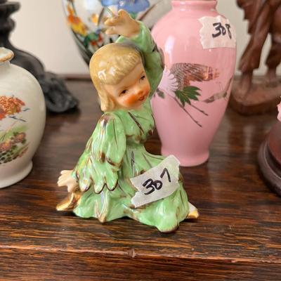 Vintage Girl Figurine Green Dress - Lot 307
