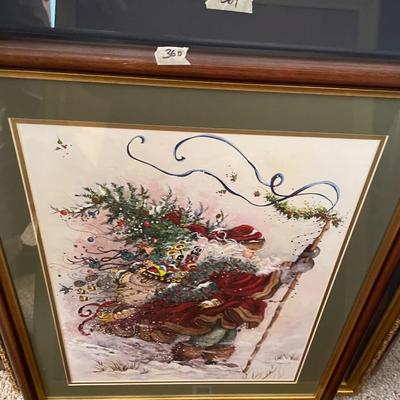 Framed and Matted Santa Print - Lot 360