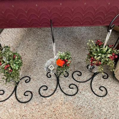 Set of 3 Black Metal Hangers with Holiday Decor - Lot 387
