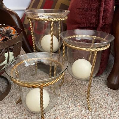 Set of 3 Glass Candle Holders - Lot 391