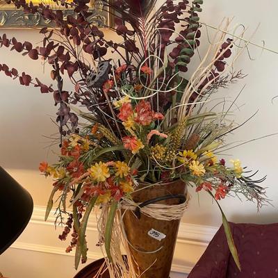 Artificial Flowers with Metal Vase - Lot 395