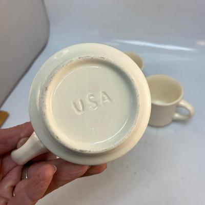 Set of 3 Vintage White USA Pottery Diner Style Coffee Cup Mug