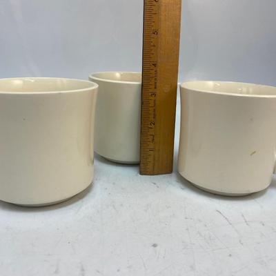 Set of 3 Vintage White USA Pottery Diner Style Coffee Cup Mug