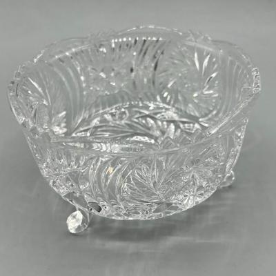 Vintage Cut Crystal Cut Glass Footed Compote Displayable Dish