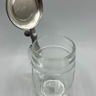 Vintage Rein-Zinn RHW Lidded Glass Plain Clear Glass Beer Stein Drinking Mug