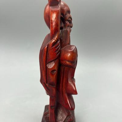 Vintage Republic of China Carved Elder Figurine Wood Statue