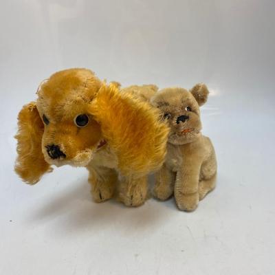 Pair of Vintage Mohair Plush Stuffed Animal Dogs